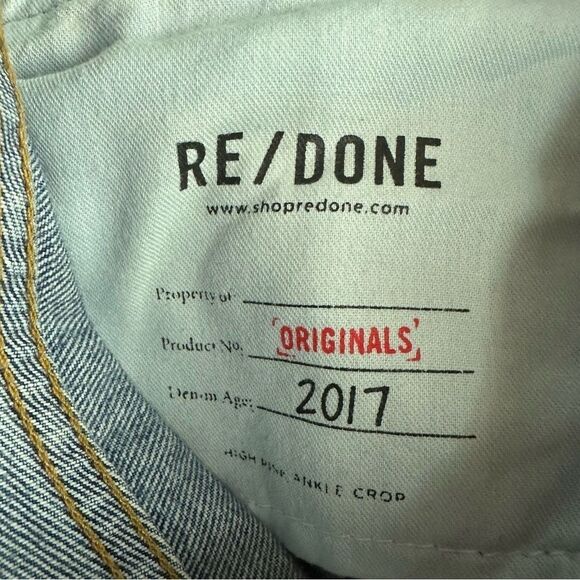 Re/Done Originals size 24 Square Destroyed High Waist Raw Hem Ankle Jeans - Picture 10 of 13